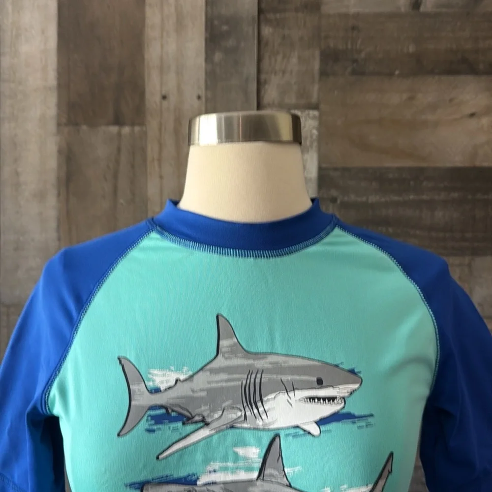 The Children’s Place shark rashguard boys XLarge tropical beach pool party swim